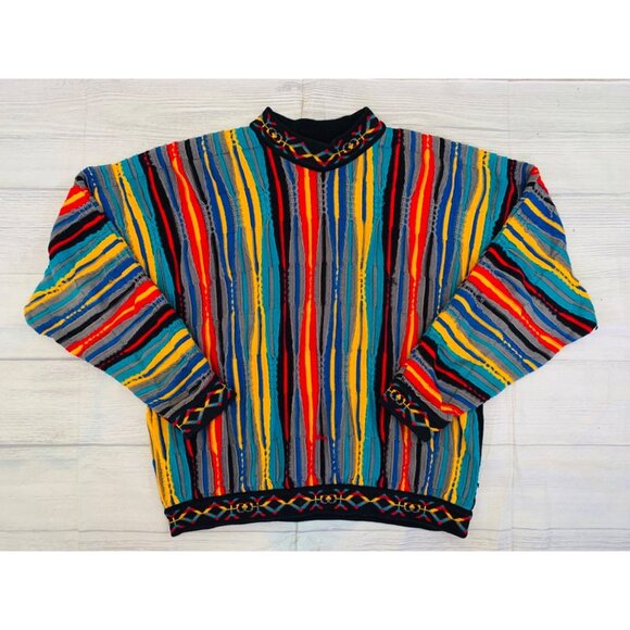 Vtg COOGI Multicolor Striped Sweater L100% Mercerised Cotton Made In Australia - Picture 1 of 11